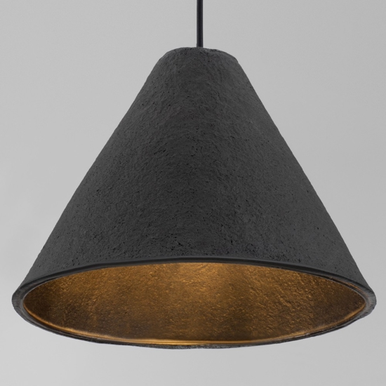 Lampada sospensione 30cm cono nero di cartapesta