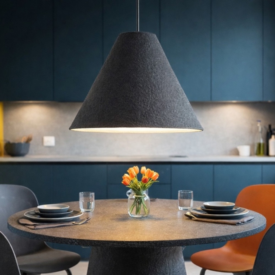Lampada sospensione 30cm cono nero di cartapesta