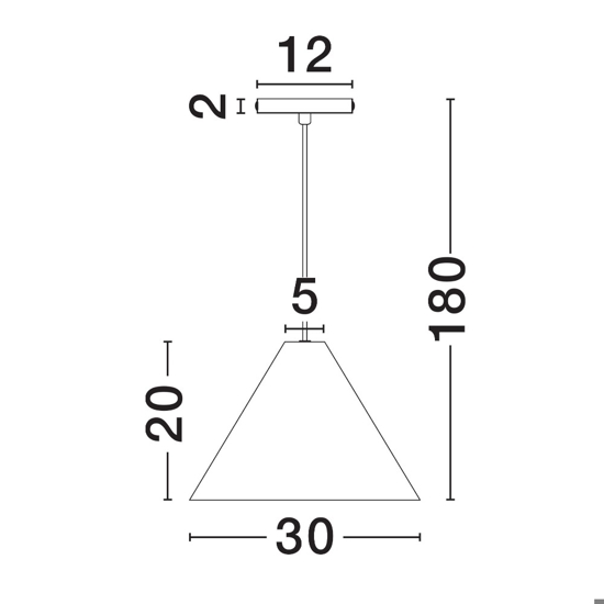 Lampada sospensione 30cm cono nero di cartapesta