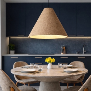 Lampadario cono 45cm di cartapesta colore rovere marrone grezzo