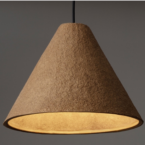 Lampadario cono 45cm di cartapesta colore rovere marrone grezzo