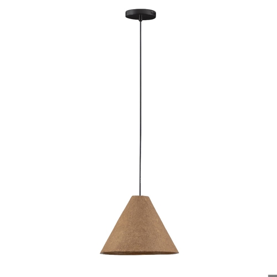 Lampadario cono 45cm di cartapesta colore rovere marrone grezzo