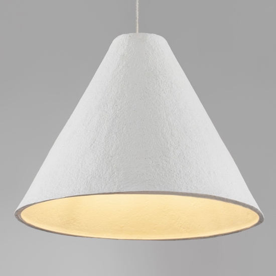 Lampadario cono 45cm di cartapesta bianco