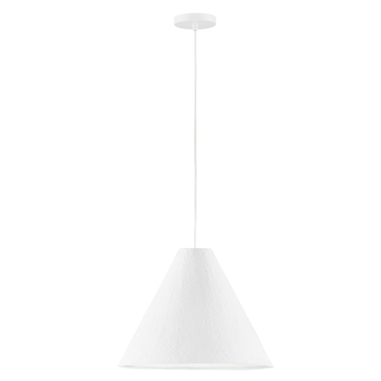 Lampadario cono 45cm di cartapesta bianco