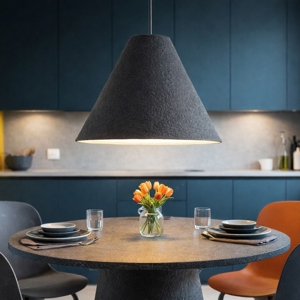 Lampadario a sospensione cono 45cm nero di cartapesta