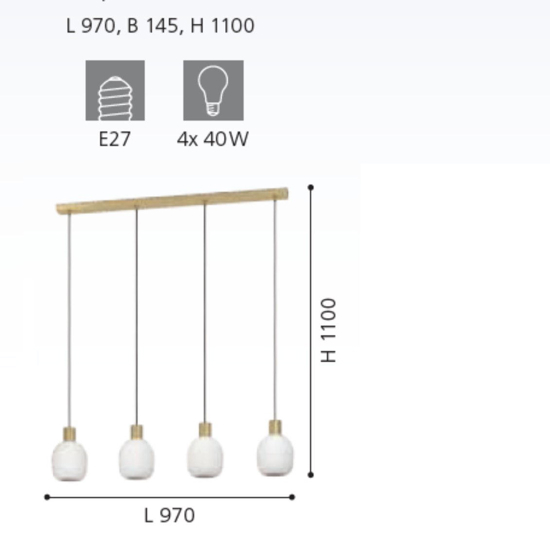 Eglo batista lampadario moderno binario 4 luci oro da tavolo