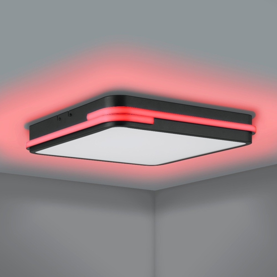 Genovese z eglo plafoniera quadrata moderna led rgb cct 2700k a 6500k smart