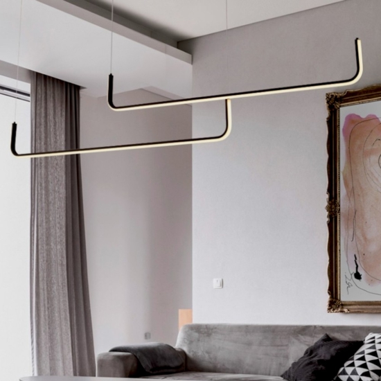 Lampadario moderno design nero per tavolo soggiorno led 40w 3000k