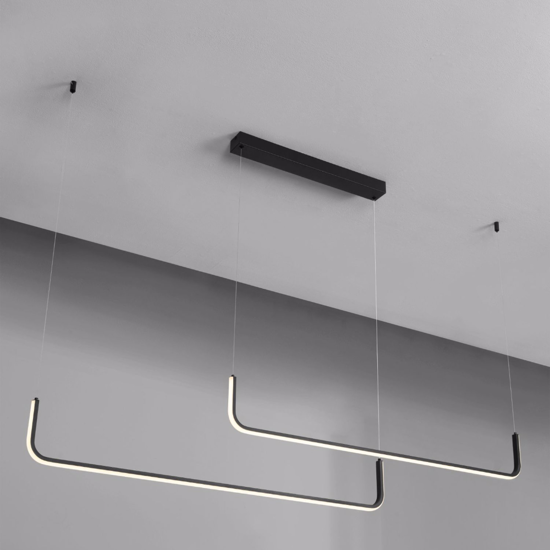 Lampadario moderno design nero per tavolo soggiorno led 40w 3000k