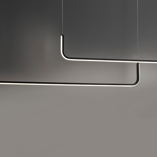 Lampadario moderno design nero per tavolo soggiorno led 40w 3000k