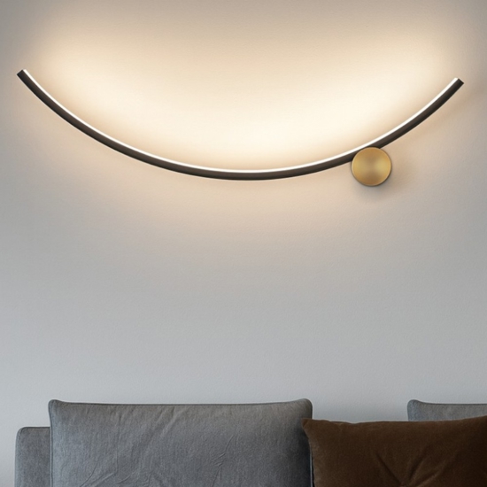Applique led nero oro 14w 3000k per soggiorno moderno