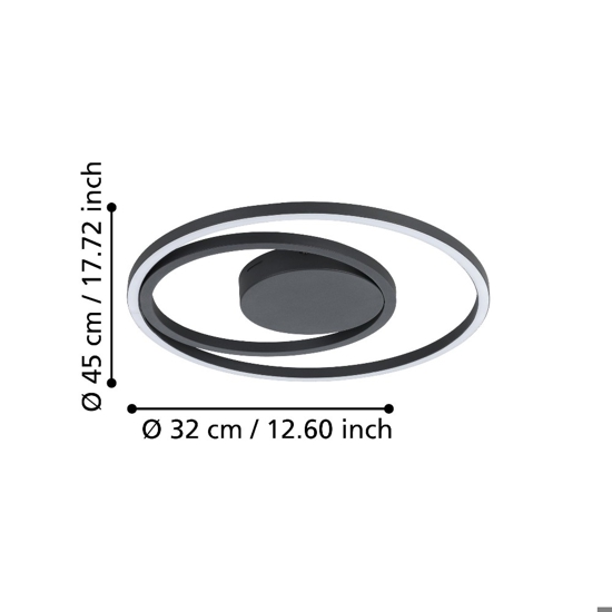 Calagrano z eglo plafoniera moderna rotonda led rgb cct da 2700k a 6500k smart