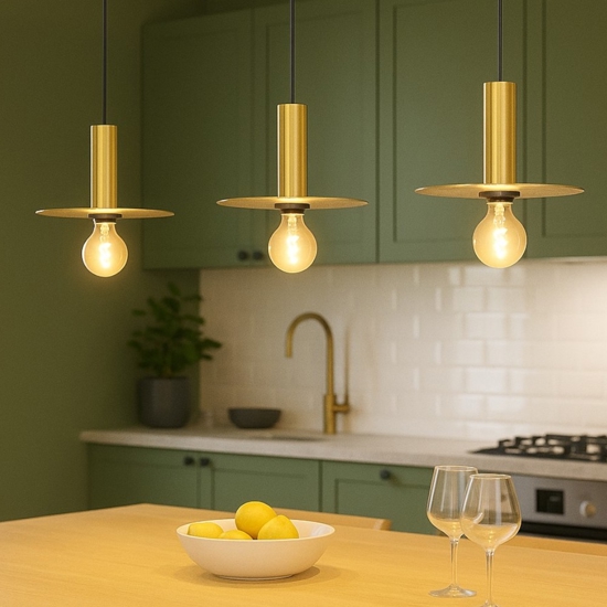 Escandell eglo lampadario da cucina minimal 3 luci colore oro