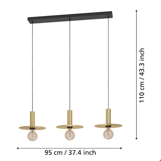Escandell eglo lampadario da cucina minimal 3 luci colore oro