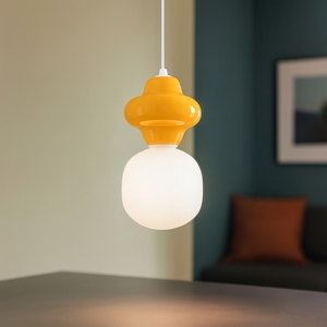 Lampada a sospensione ceramica arancione design moderna