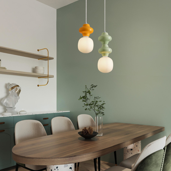 Lampada a sospensione ceramica arancione design moderna