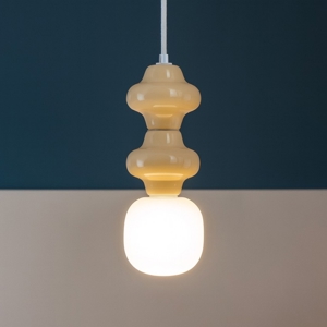 Lampada a sospensione ceramica giallo pastello design moderna