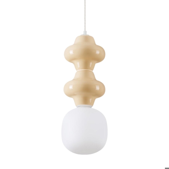 Lampada a sospensione ceramica giallo pastello design moderna