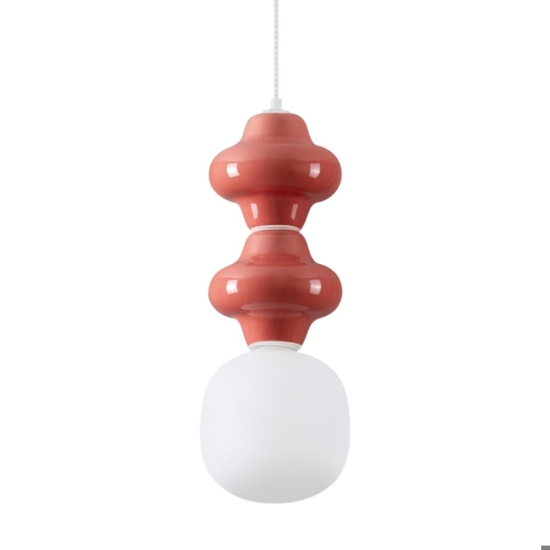 Lampada a sospensione di ceramica design moderna rosso pastello