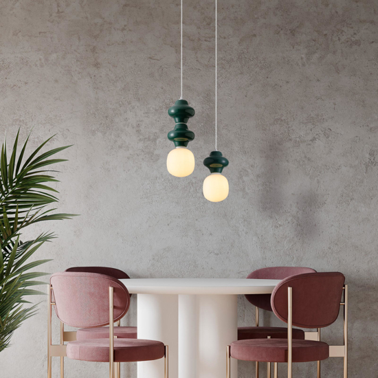 Lampada a sospensione in ceramica verde design moderna