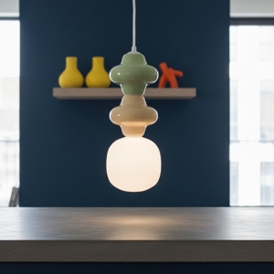 Lampada a sospensione moderna ceramica verde giallo pastello
