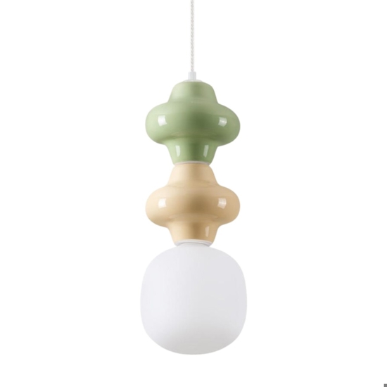 Lampada a sospensione moderna ceramica verde giallo pastello