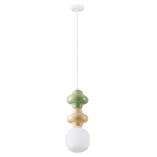 Lampada a sospensione moderna ceramica verde giallo pastello