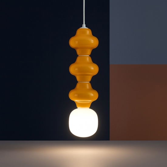 Lampada a sospensione di ceramica arancione moderna