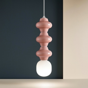 Lampada sospensione di ceramica rosa pastello moderna