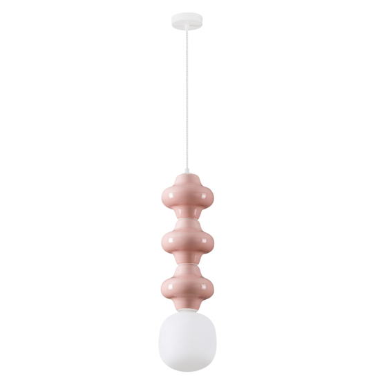Lampada sospensione di ceramica rosa pastello moderna