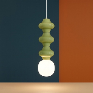 Lampada di ceramica a sospensione verde pastello