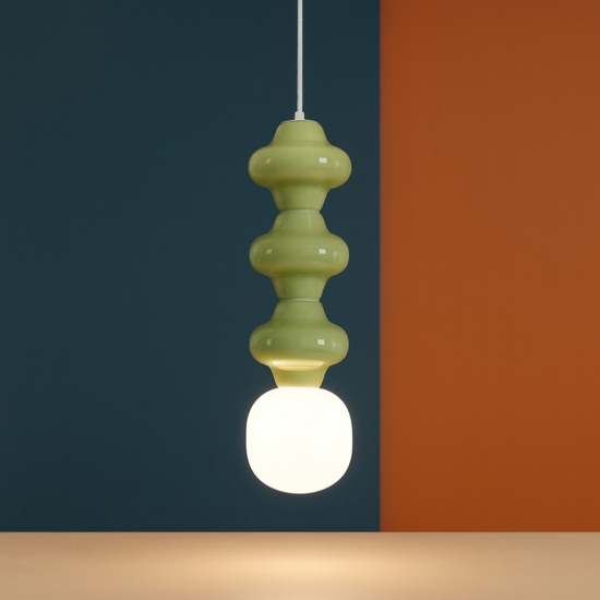 Lampada di ceramica a sospensione verde pastello