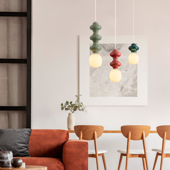 Lampada di ceramica a sospensione verde pastello