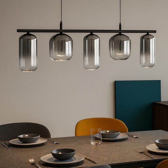 Lampadario led  19w 3000k moderno vetri fume per soggiorno
