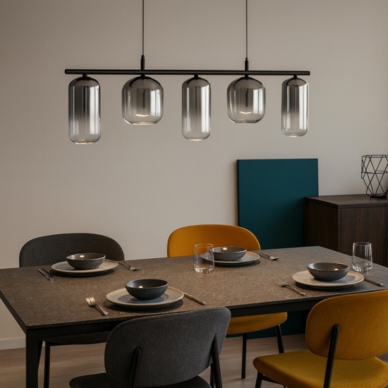 Lampadario led  19w 3000k moderno vetri fume per soggiorno