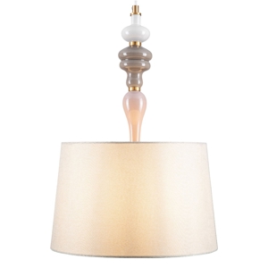 Lampadario paralume tessuto oro anticato ceramica stile contemporaneo