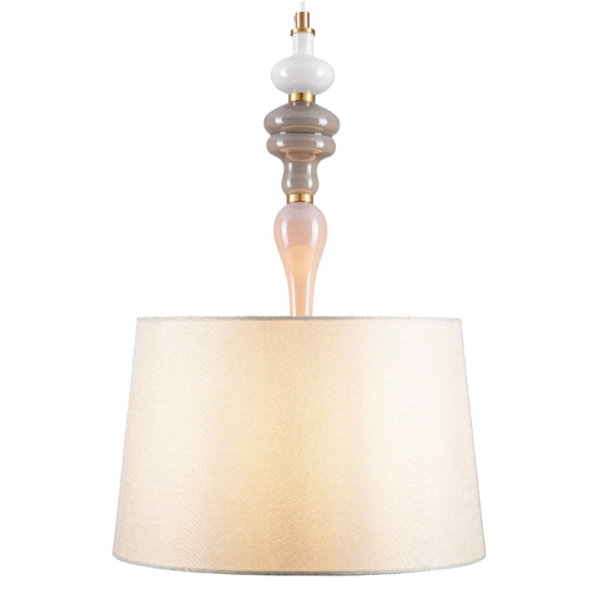 Lampadario paralume tessuto oro anticato ceramica stile contemporaneo