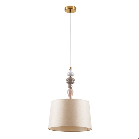 Lampadario paralume tessuto oro anticato ceramica stile contemporaneo