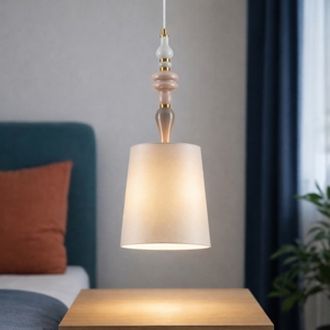 Lampada a sospensione in ceramica con paralume per camera da letto