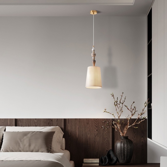 Lampada a sospensione in ceramica con paralume per camera da letto