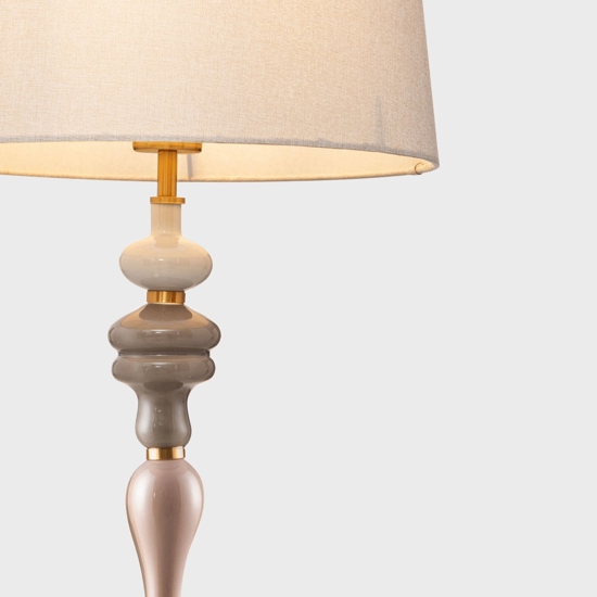 Lampada da tavolo ceramica paralume stoffa stile contemporaneo