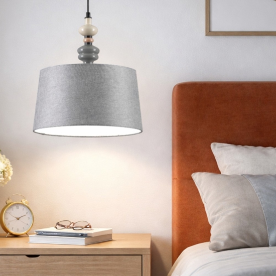 Lampadario di tessuto per camera da letto ceramica grigio marrone