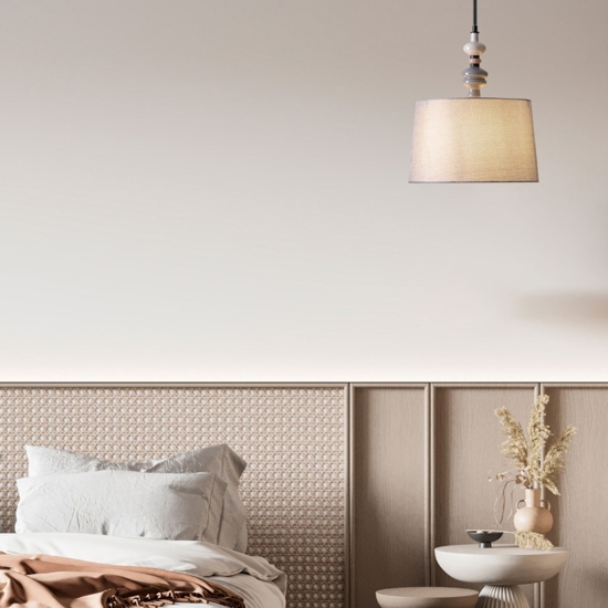 Lampadario di tessuto per camera da letto ceramica grigio marrone