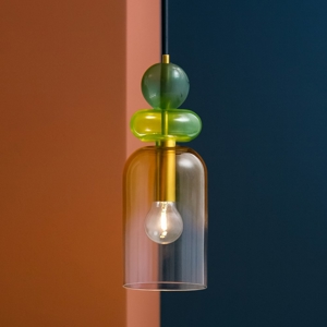 Lampada a sospensione oro vetro colorato