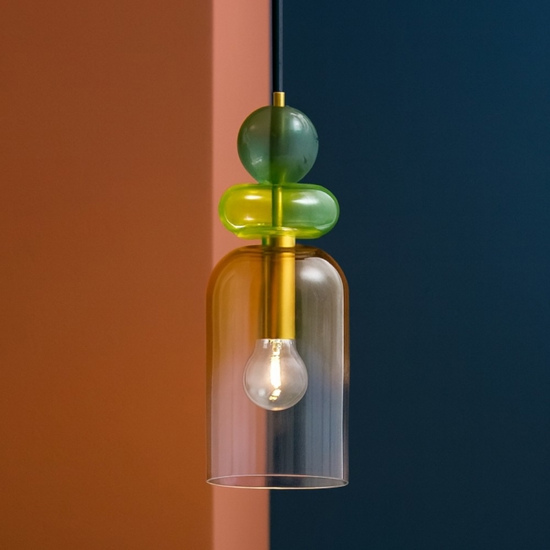 Lampada a sospensione oro vetro colorato