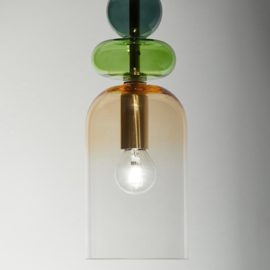 Lampada a sospensione oro vetro colorato