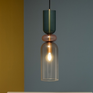 Lampada a sospensione da comodino vetro multicolor