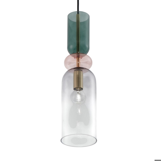 Lampada a sospensione da comodino vetro multicolor