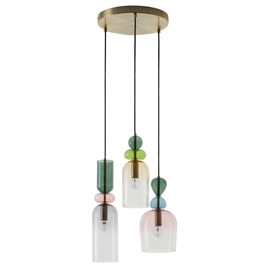 Lampadario moderno oro vetri multicolor per soggiorno
