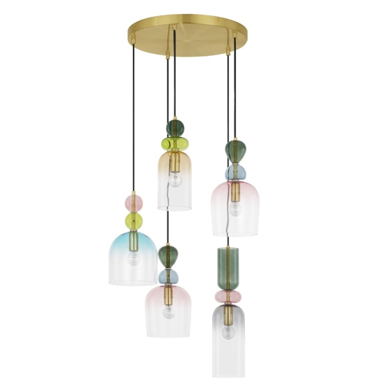 Lampadario per soggiorno moderno vetri multicolor pendenti